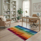 Vibrant Rainbow Vertical Stripe Area Rug