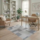 Grey Geometric Abstract Area Rug