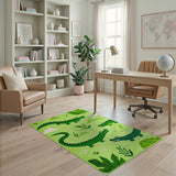 Cute Cartoon Crocodile Green Kids Area Rug