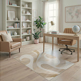 Abstract Area Abstract Beige Swirl Area Rug