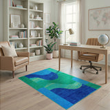 Fluid Ocean Waves Blue Teal Area Rug