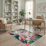 Pink Flamingo Coastal Area Rug