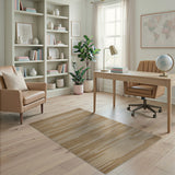 Beige Tan Striped Woven Geometric Modern Area Rug