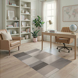 Modern Grey Woven Block Stripe Area Rug