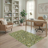 Green Distressed Hexagon Vintage Area Rug