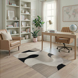 Abstract Black White Organic Shapes Area Rug
