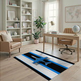 Blue Fighter Jet Geometric Area Rug