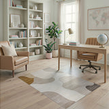 Abstract Area Beige Abstract Organic Shapes Area Rug
