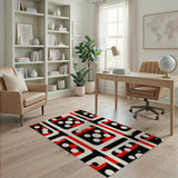 Red Bold Red Black Geometric Modern Area Rug