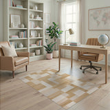 Modern Beige Neutral Geometric Block Rug