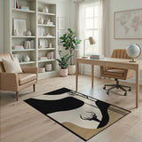 Black White Abstract Deer Silhouette Rug