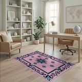 Ornate Pink Teal Floral Area Rug