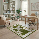 Modern Geometric Green Beige Area Rug