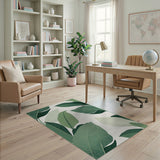 Lush Green Leaf Coastal Area Rug