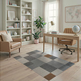 Modern Geometric Patchwork Neutral Area Rug