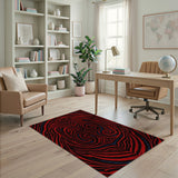 Bold Red Spiral Abstract Area Rug