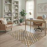 Geometric Modern Brown Tan Geometric Lattice Area Rug
