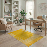 Golden Yellow Striped Frame Area Rug