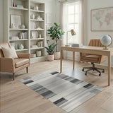 Geometric Modern Black White Geometric Stripe Rug