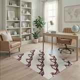 Abstract Maroon Branch Beige Area Rug