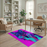 Multi-color and Patterns Geometric Modern Neon Cyber Wolf Head Area Rug