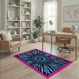 Radiant Teal Mandala Rug with Pink Glow