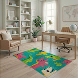 Playful Cartoon Crocodile Kids Area Rug
