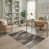 Abstract Grey Wave Area Rug