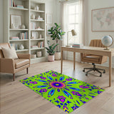 Vibrant Neon Green Mandala Area Rug