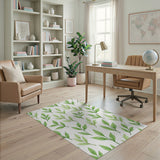 Lush Green Leaves Watercolor Area Rug