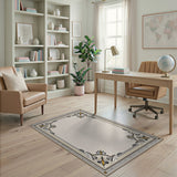 Ornate Gold Greek Key Border Area Rug