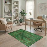 Green Geometric Stripe Patchwork Area Rug