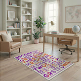 Vibrant Multi-Color Stencil Alphabet Area Rug