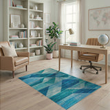 Geometric Modern Blue Teal Geometric Triangle Area Rug
