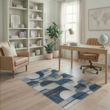 Abstract Blue Geometric Modern Area Rug