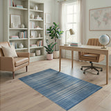 Blue Striped Textured Area Rug