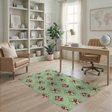 Red Poinsettia Medallion Persian Area Rug