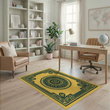 Teal Mandala Golden Yellow Area Rug