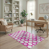 Pink Honeycomb Hexagon Geometric Area Rug