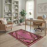 Pink Art Deco Geometric Area Rug