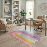 ODIKA Abstract Rainbow Arch Washable Area Rug - Low Pile Non-Slip