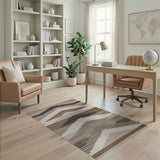 Beige Zigzag Geometric Woven Rug