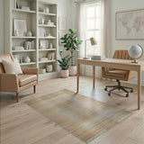 Beige Gold Striped Woven Area Rug