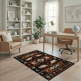 Southwestern Geometric Area Rug in Black Rust Ivory