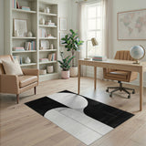 ODIKA Modern Abstract Geometric Black & White Washable Area Rug - Low Pile Non-Slip Rug
