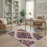 Floral Vintage Purple Elegant Purple Damask Floral Area Rug