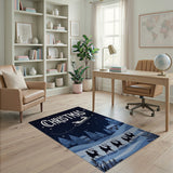 Christmas Sleigh Reindeer Night Silhouette Rug