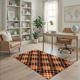 Orange Vibrant Orange Plaid Geometric Area Rug