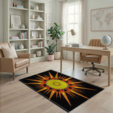 Geometric Modern Radiant Orange Sunburst Geometric Area Rug
