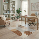 Abstract Textured Ovals Beige Area Rug